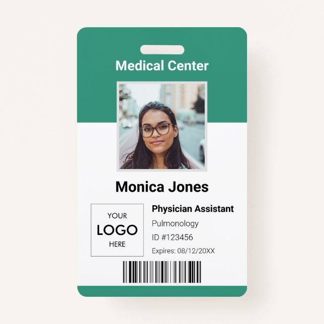 Medical Employee Photo QR Code Badge ID Badge (Front)