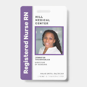 Medical Employee Purple Photo ID Badge