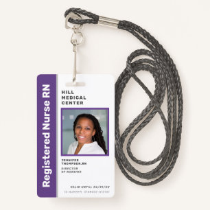 Medical Employee Purple Photo ID ID Badge