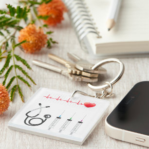 Medical Equipment Heartbeat Healthcare Key Ring