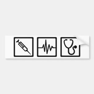 Medical equipment stethoscope syringe bumper sticker