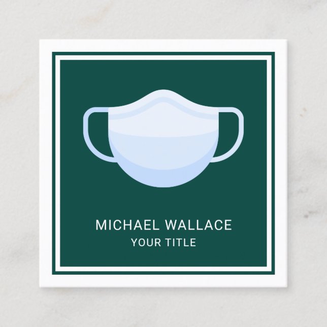 Medical Face Mask Square Business Card (Front)