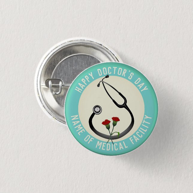 Medical Facility Doctor's Day Stethoscope  3 Cm Round Badge (Front & Back)