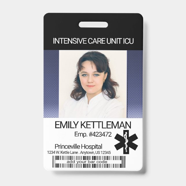 Medical Field Photo Badge - Dark Blue ID Badge (Front)