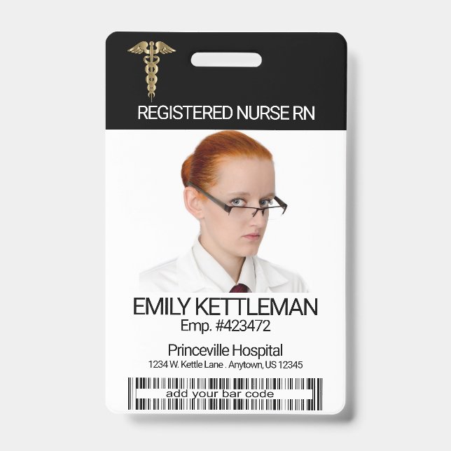 Medical Field Photo Badge - Gold Logo ID Badge (Front)