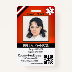 Medical Field Photo Badge - Travel Nurse - Orange ID Badge