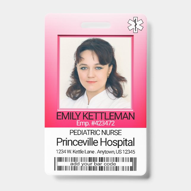 Medical Field Photo - Nurse - Pink ID Badge (Front)
