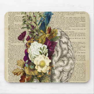 medical floral brain anatomy mouse pad