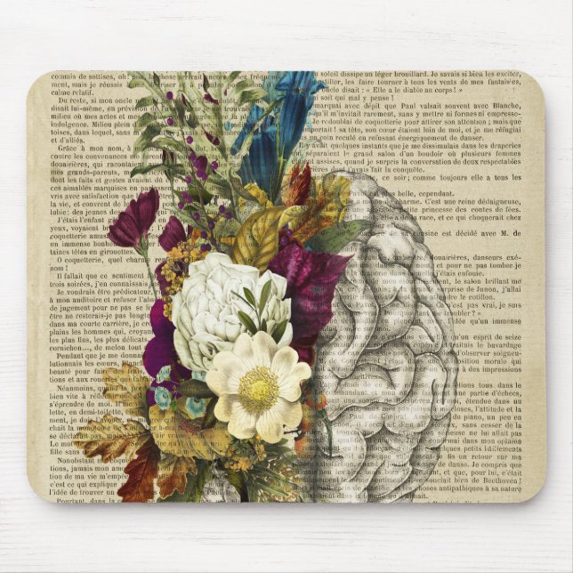 medical floral brain anatomy mouse pad (Front)