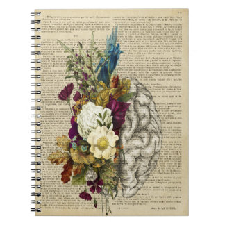 medical floral brain anatomy notebook