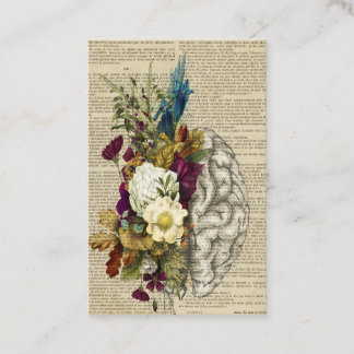 medical floral brain anatomy poster business card