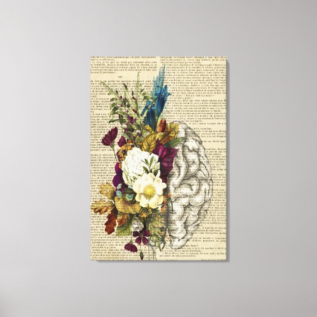 medical floral brain anatomy poster canvas print (Front)