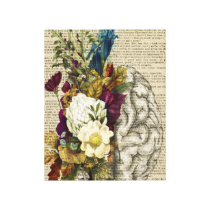 medical floral brain anatomy poster canvas print