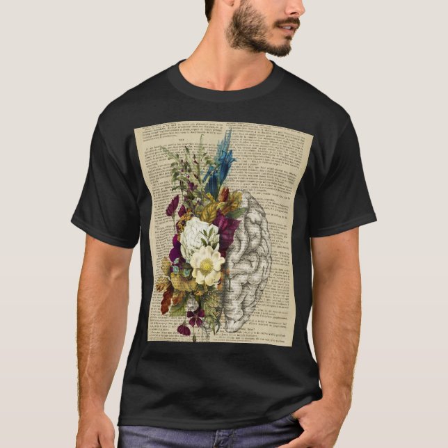 medical floral brain anatomy poster T-Shirt (Front)
