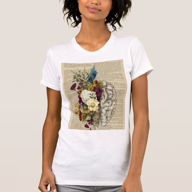 medical floral brain anatomy poster T-Shirt (Front)