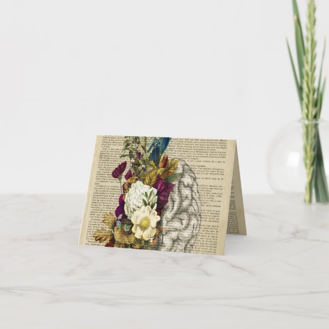 medical floral brain anatomy poster thank you card (Front)