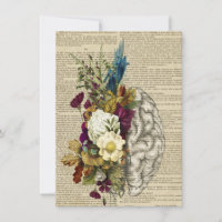 medical floral brain anatomy poster
