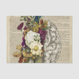 medical floral brain anatomy poster tissue paper