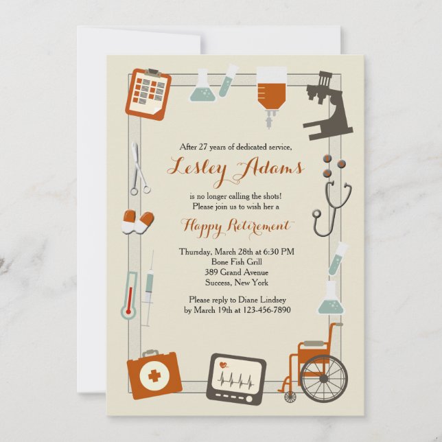 Medical Frame Retirement Party Invitation (Front)