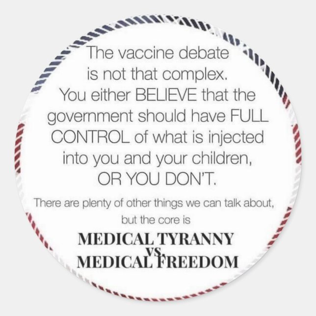 Medical freedom classic round sticker (Front)