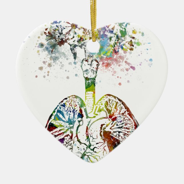 Medical Gifts Heart and Lungs Motif Ceramic Tree Decoration (Front)