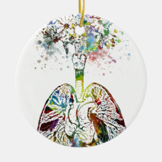 Medical Gifts Heart and Lungs Motif Ceramic Tree Decoration