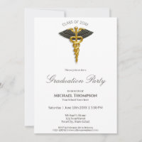 Medical Gold Caduceus Black Wings Graduation