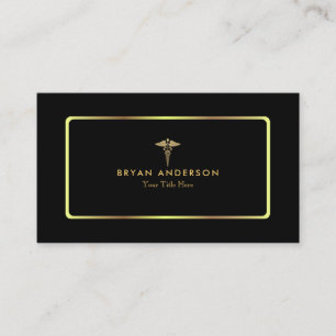 Medical Gold Caduceus Business Card