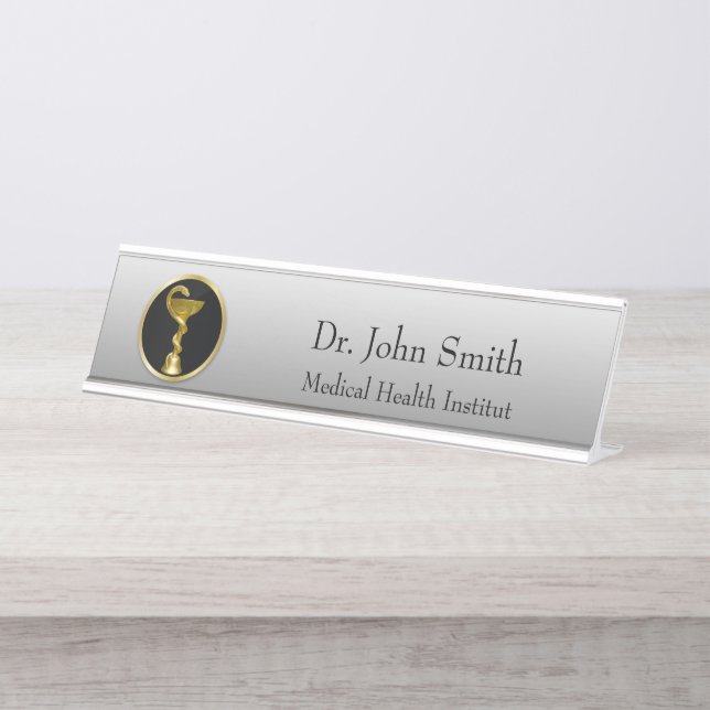 Medical Gold Professional Hygieia Bowl Desk Name Plate (Front)
