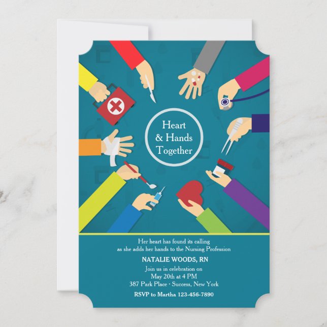 Medical Hands Graduation Invitation (Front)