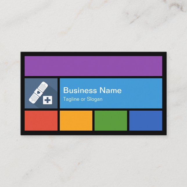 Medical Health Care - Colourful Tiles Creative Business Card (Front)