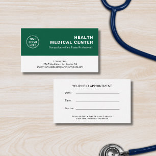 Medical Healthcare Clinic Doctor Green Appointment Card