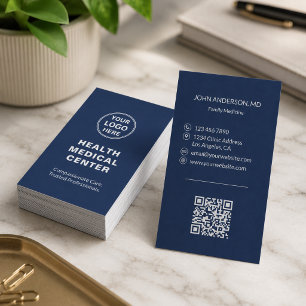 Medical Healthcare Clinic Doctor Vertical Navy Business Card