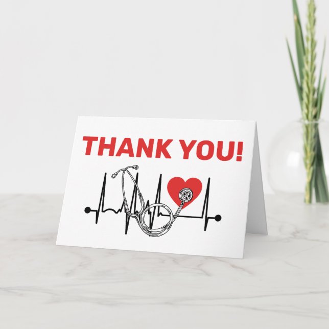 Medical Heart Stethoscope Nursing Nurse Doctor Thank You Card (Front)