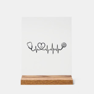 Medical Heartbeat Stethoscope Vector Shirt Design_ Acrylic Sign