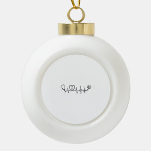 Medical Heartbeat Stethoscope Vector Shirt Design_ Ceramic Ball Christmas Ornament