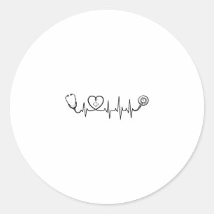 Medical Heartbeat Stethoscope Vector Shirt Design_ Classic Round Sticker