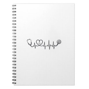 Medical Heartbeat Stethoscope Vector Shirt Design_ Notebook