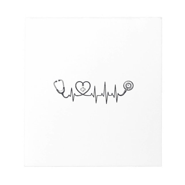 Medical Heartbeat Stethoscope Vector Shirt Design_ Notepad (Front)