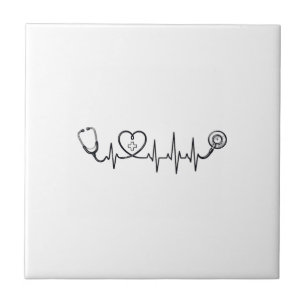 Medical Heartbeat Stethoscope Vector Shirt Design_ Tile