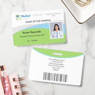 Medical Hospital Nurse Photo ID Badge With QR CODE