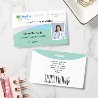 Medical Hospital Nurse Photo ID Badge With QR CODE