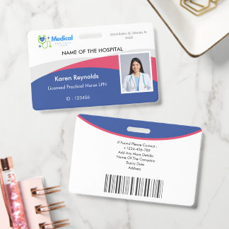 Medical Hospital Nurse Photo ID Badge With QR CODE