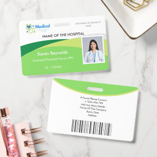 Medical Hospital Nurse Photo ID Badge With QR CODE