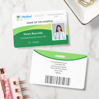 Medical Hospital Nurse Photo ID Badge With QR CODE