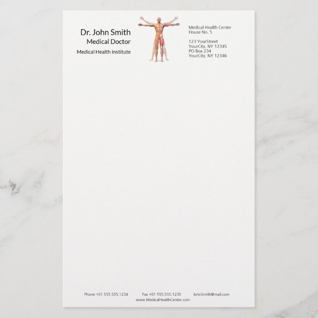 Medical Human Body Skeleton Muscles - Stationery (Front)