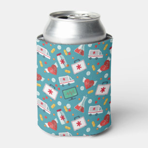 Medical Icon Pattern Can Cooler