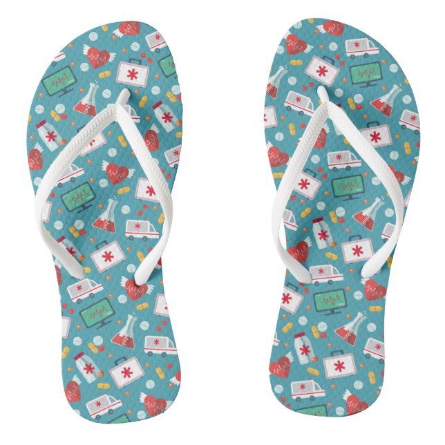 Medical Icon Pattern Jandals (Footbed)