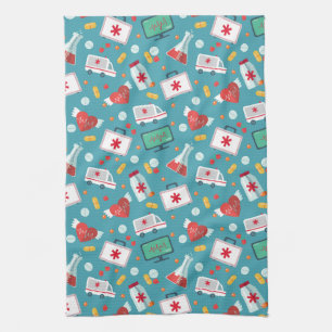 Medical Icon Pattern Tea Towel