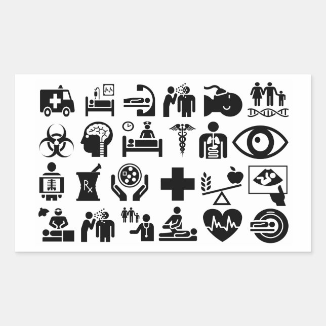 Medical Icons bold black and white design Rectangular Sticker (Front)